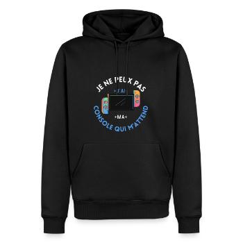 Je peux pas, j'ai ma console - Sweat à capuche Premium bio Homme - noir - Devant - Nico (187cm)