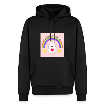 Happiness Hase mit Regenbogen - Männer Premium Bio Hoodie - Schwarz - Vorne - Nico (187cm)