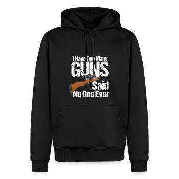 Ich habe zu viele Pistolen - Männer Premium Bio Hoodie - Schwarz - Vorne - Nico (187cm)