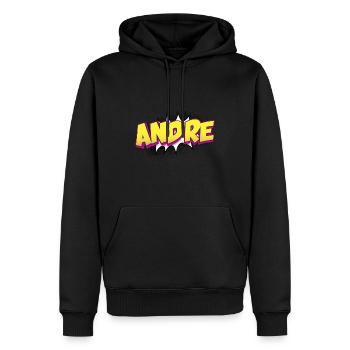Andre Benutzerdefinierter Name Comic-Stil Pop-Art, Andre - Männer Premium Bio Hoodie - Schwarz - Vorne - Nico (187cm)