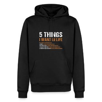 5 choses que je veux dans la vie Bouvier Bernois - Sweat à capuche Premium bio Homme - noir - Devant - Nico (187cm)