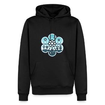 Blumenwiese blaugrün - Männer Premium Bio Hoodie - Schwarz - Vorne - Nico (187cm)