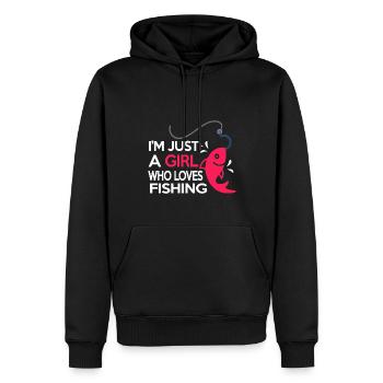Ich bin nur ein Mädchen, dass Fischen liebt - Männer Premium Bio Hoodie - Schwarz - Vorne - Nico (187cm)