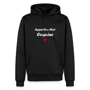 Coquine - Sweat à capuche Premium bio Homme - noir - Devant - Nico (187cm)
