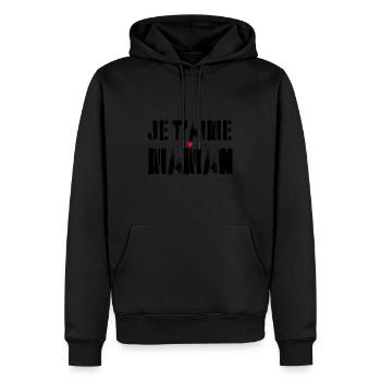Maman Je t'aime - Sweat à capuche Premium bio Homme - noir - Devant - Nico (187cm)