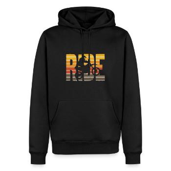 Balade en moto, silhouette de motocross au soleil - Sweat à capuche Premium bio Homme - noir - Devant - Nico (187cm)