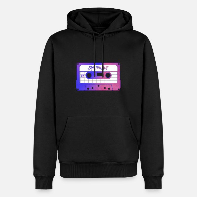Retrowave Synthwave 80s Design - Männer Premium Bio Hoodie - Schwarz