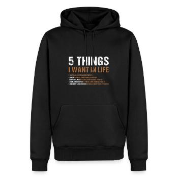 5 choses que je veux dans la vie Pointeur allemand à poil court - Sweat à capuche Premium bio Homme - noir - Devant - Nico (187cm)