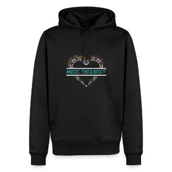 Musicothérapeute Appréciation Musicien de musique - Sweat à capuche Premium bio Homme - noir - Devant - Nico (187cm)