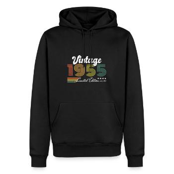 Anniversaire Millésime 1955 Edition Limitée - 1955 - Sweat à capuche Premium bio Homme - noir - Devant - Nico (187cm)