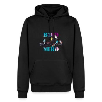 Bird Nerd Lustiges Vogel Design - Männer Premium Bio Hoodie - Schwarz - Vorne - Nico (187cm)
