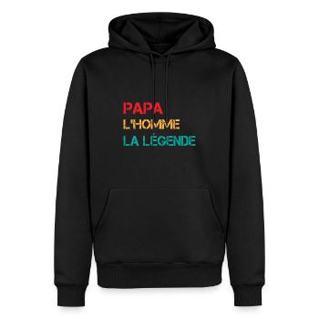 Papa l'homme la légende - Sweat à capuche Premium bio Homme - noir - Devant - Nico (187cm)