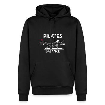 Pilates Balance Wein Und Kaffee Motiv - Männer Premium Bio Hoodie - Schwarz - Vorne - Nico (187cm)