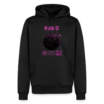 Rave all Night Techno T-Shirt - Männer Premium Bio Hoodie - Schwarz - Vorne - Nico (187cm)