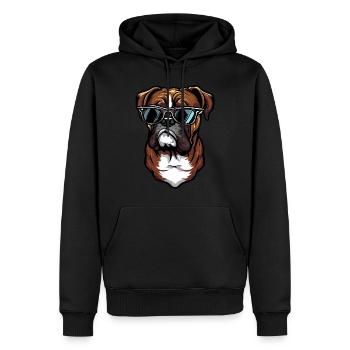 Boxerhund trägt Sonnenbrille - Männer Premium Bio Hoodie - Schwarz - Vorne - Nico (187cm)