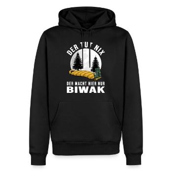 biwak bushcraft wildcamping survival adventure - Männer Premium Bio Hoodie - Schwarz - Vorne - Nico (187cm)
