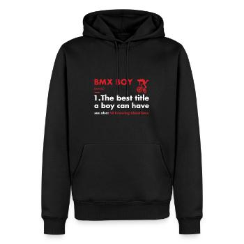 Sport Boy Définition BMX - Sweat à capuche Premium bio Homme - noir - Devant - Nico (187cm)