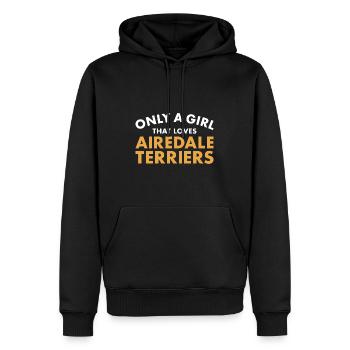 Seulement une fille qui aime Airedale Terrier - Sweat à capuche Premium bio Homme - noir - Devant - Nico (187cm)