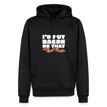 Je mettrais du bacon sur le drôle d’amateur de bacon - Sweat à capuche Premium bio Homme - noir - Devant - Nico (187cm)