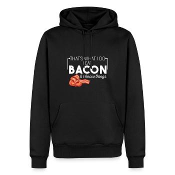 C’est ce que je fais : je mange du bacon et je sais - Sweat à capuche Premium bio Homme - noir - Devant - Nico (187cm)
