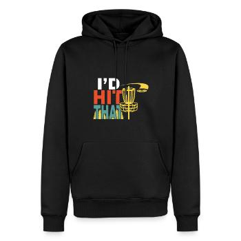 I'd Hit the Disc Disc Golf Disc - Men’s Premium Organic Hoodie - black - Front - Nico (187cm)