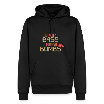 Drop Bass Not Bombs Musikliebhaber Motiv - Männer Premium Bio Hoodie - Schwarz - Vorne - Nico (187cm)