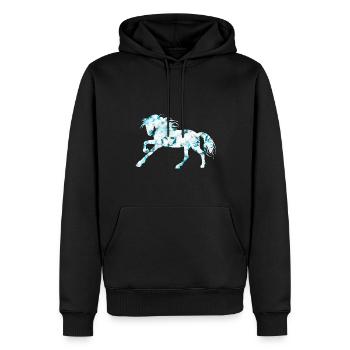 schönes Pferdemotiv blau Pferde Reiten Shirt Tasse - Männer Premium Bio Hoodie - Schwarz - Vorne - Nico (187cm)