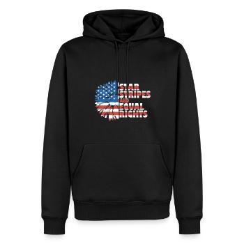 Rayures étoilées et égalité - Sweat à capuche Premium bio Homme - noir - Devant - Nico (187cm)