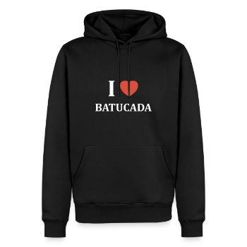 Humour tambour batucada - Sweat à capuche Premium bio Homme - noir - Devant - Nico (187cm)