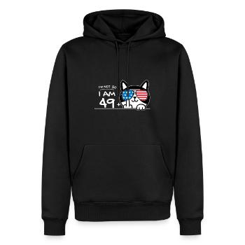 I'm Not 50, I Am 49 Plus 1 Middle Finger Cat Flip - Men’s Premium Organic Hoodie - black - Front - Nico (187cm)