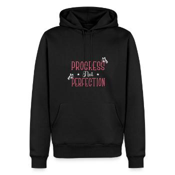 Fortschritt Statt Perfektion Selbstliebe - Männer Premium Bio Hoodie - Schwarz - Vorne - Nico (187cm)