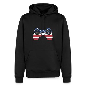 Gamer Us Flag Gaming - Männer Premium Bio Hoodie - Schwarz - Vorne - Nico (187cm)