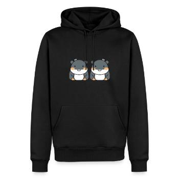 Liebe kleine Nilpferde - Männer Premium Bio Hoodie - Schwarz - Vorne - Nico (187cm)