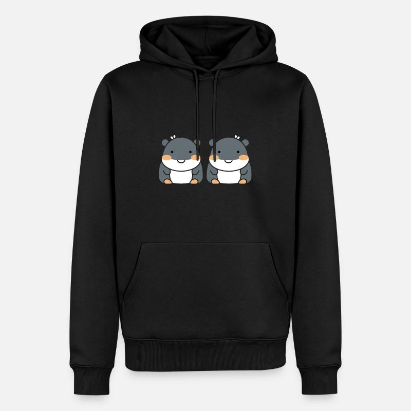 Liebe kleine Nilpferde - Männer Premium Bio Hoodie - Schwarz