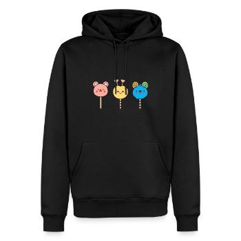 bonbon - Sweat à capuche Premium bio Homme - noir - Devant - Nico (187cm)