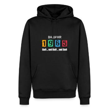 Baujahr 1965 - läuft und läuft und läuft - Männer Premium Bio Hoodie - Schwarz - Vorne - Nico (187cm)