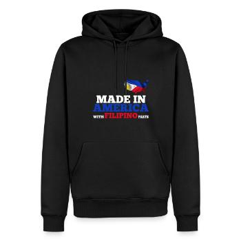 Hergestellt in Amerika mit philippinischen Teilen - Männer Premium Bio Hoodie - Schwarz - Vorne - Nico (187cm)