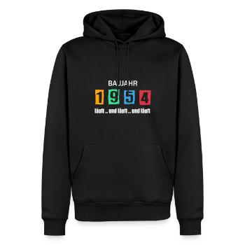 Baujahr 1954 - läuft und läuft und läuft - Männer Premium Bio Hoodie - Schwarz - Vorne - Nico (187cm)