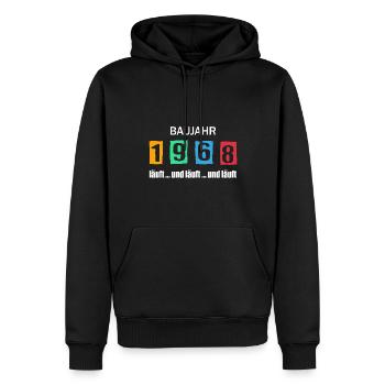 Baujahr 1968 - läuft und läuft und läuft - Männer Premium Bio Hoodie - Schwarz - Vorne - Nico (187cm)