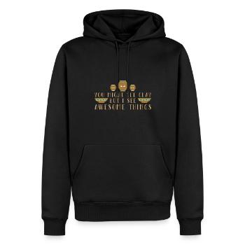 Poterie Céramique Poterie - Sweat à capuche Premium bio Homme - noir - Devant - Nico (187cm)