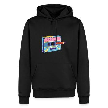 Cassette Musique Mixtape Lecteur de Cassettes des années 80 - Sweat à capuche Premium bio Homme - noir - Devant - Nico (187cm)