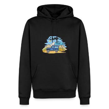 Camping Wohnmobil Vintage im Wohnwagen Caravan - Männer Premium Bio Hoodie - Schwarz - Vorne - Nico (187cm)