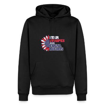 Rayures étoilées et égalité - Sweat à capuche Premium bio Homme - noir - Devant - Nico (187cm)