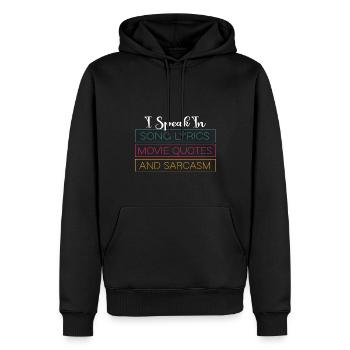 Je parle en paroles de chansons, citations de films et - Sweat à capuche Premium bio Homme - noir - Devant - Nico (187cm)