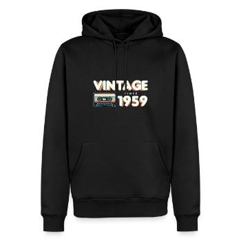 Rétro Vintage 1959 Nostalgique Anniversaire Hommes Femmes - Sweat à capuche Premium bio Homme - noir - Devant - Nico (187cm)
