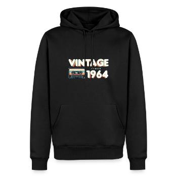 Vintage seit 1964 Nostalgik & Vintage Musik - Männer Premium Bio Hoodie - Schwarz - Vorne - Nico (187cm)