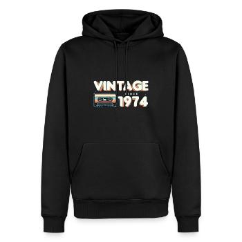 Musique Classique & Nostalgique Anniversaire - Vintage - Sweat à capuche Premium bio Homme - noir - Devant - Nico (187cm)