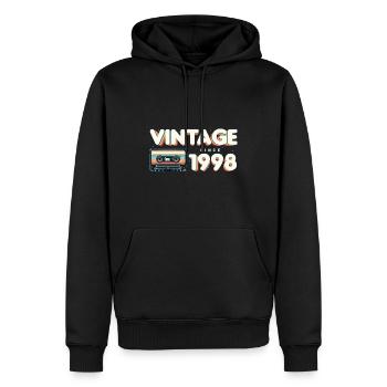 Jahrgang 1998 Retro Vintage Nostalgischer Geburtstag - Männer Premium Bio Hoodie - Schwarz - Vorne - Nico (187cm)