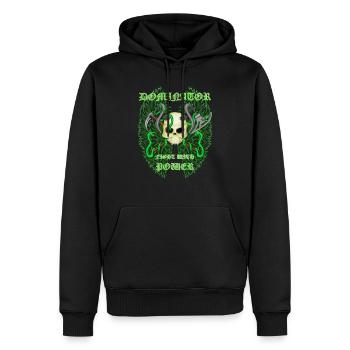 Dominator - Männer Premium Bio Hoodie - Schwarz - Vorne - Nico (187cm)