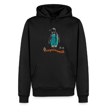 Penguin Noël neige illustration nouvelle tol année - Sweat à capuche Premium bio Homme - noir - Devant - Nico (187cm)
